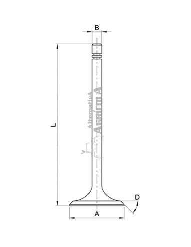 VÁLVULA DE ESCAPE Ø 43 x 9,4 mm - L 146,3 mm - 45°