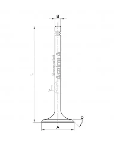 VÁLVULA DE ESCAPE Ø 43 x 9,4 mm - L 146,3 mm - 45°