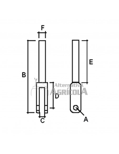 Horquilla Inferior Ø16mms x 340mms. lognitud
