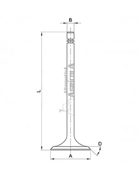 VÁLVULA DE ADMISIÓN Ø 46,5 x 9,4 mm - L 146 mm - 30°