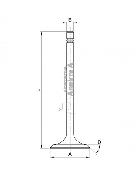VÁLVULA DE ADMISIÓN Ø45,8 x 9,4 mm (0,015''-0,381 mm) - L 145,9 mm - 45°