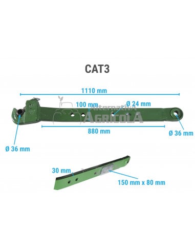 Barra paralela Izquierda Categoría 3 tractores John Deere