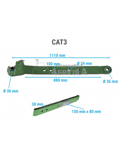 Juego barras paralelas Categoría 3 tractores John Deere