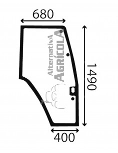 Cristal puerta derecha abombada tintada tractores Ford y Fiat
