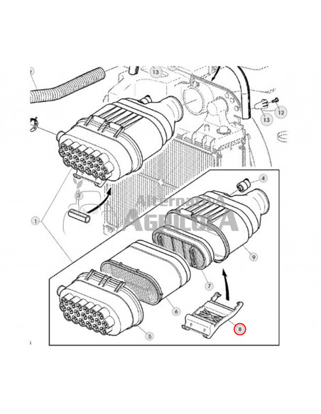 Asa mango carcasa filtro aire John Deere (comprobar modelos)
