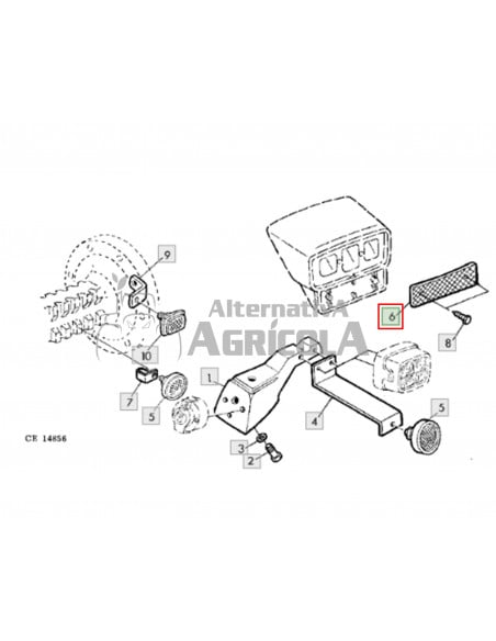 Reflectante soporte piloto trasero tractor John Deere