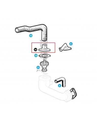Tapa/Caja Termostato 45º para John Deere T20317