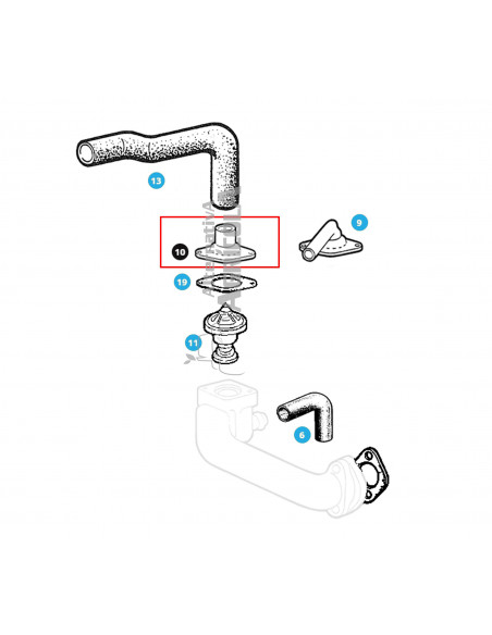Tapa/Caja Termostato 45º para John Deere T20317