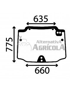 Cristal Parabrisas Trasero Superior para Tractores New Holland TN65F, TN75F y TN90F
