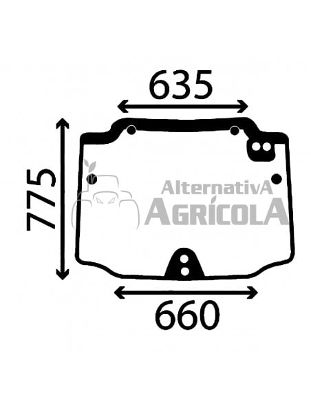 Cristal Parabrisas Trasero Superior para Tractores New Holland TN65F, TN75F y TN90F