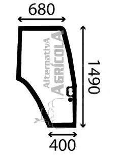 Cristal Puerta Derecha Tractores New Holland, Fiat y Ford con Cristales Tintados Verdes