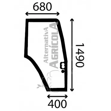 Cristal Puerta Derecha Tractores New Holland, Fiat y Ford con Cristales Tintados Verdes