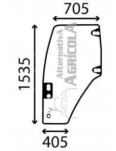 Cristal de la Puerta Izquerda Tractores New Holland M100, M135, M160 y Serie TL