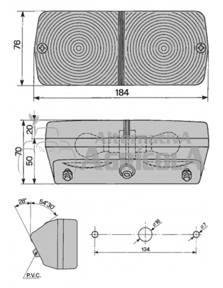 Piloto de posición delantero izquierdo 184 x 76 mm