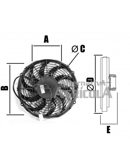 Ventilador simple 12V Tractores Massey Ferguson 0.010.2545.2
