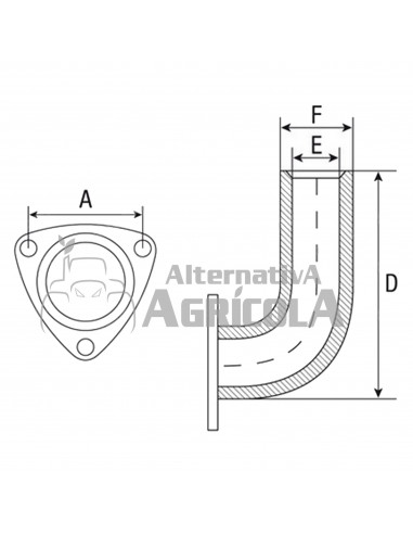 Codo de escape Tractores Massey Ferguson Ø 54 mm 1874771M2