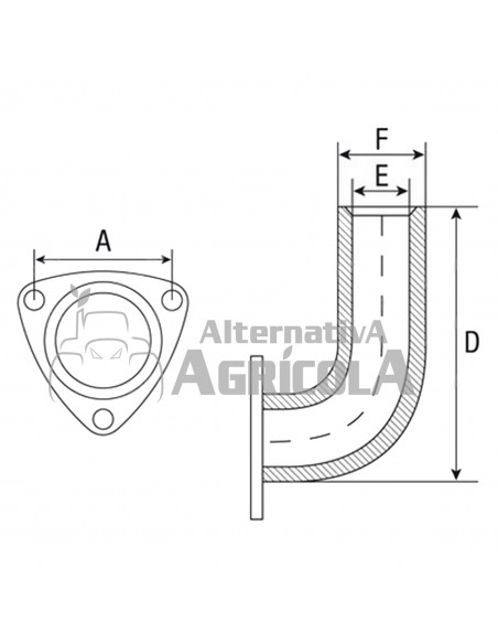 Codo de escape Tractores Massey Ferguson Ø 54 mm 1874771M2