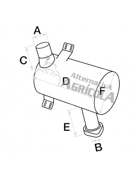 Silencioso de escape Tractores Massey Ferguson  Ø 70 mm - L 400 mm 1694963M5