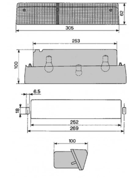 Piloto trasero derecho COBO - 305 x 62 x 100 mm Fiat, Case-IH 1425886M92