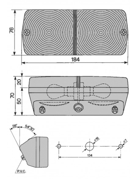 PILOTO TRASERO DERECHO - 184 x 76 mm