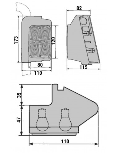 PILOTO DELANTERO DERECHO "COBO" - 173 x 110 mm