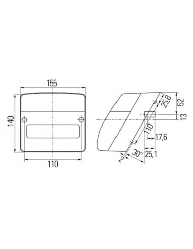PILOTO TRASERO DERECHO "HELLA" - 155 x 140 x 80 mm