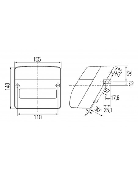 PILOTO TRASERO DERECHO "HELLA" - 155 x 140 x 80 mm