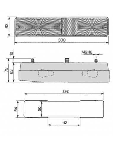 PILOTO TRASERO FIJACIÓN CON TORNILLO - 300 x 62 x 63 mm