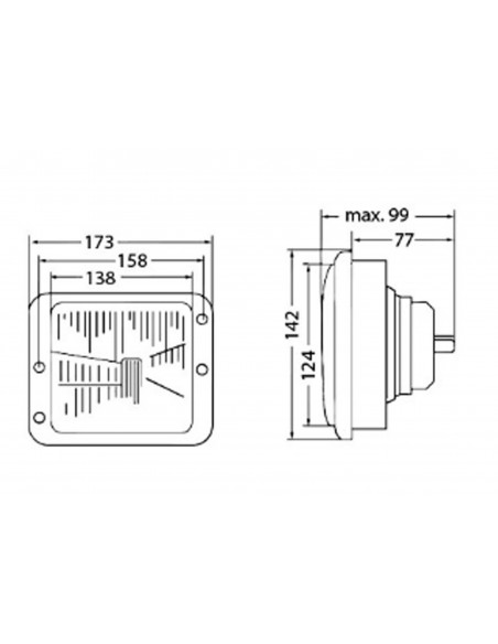 ÓPTICA DELANTERA SIN LUZ DE ESTACIONAMIENTO - 173 x 142 mm