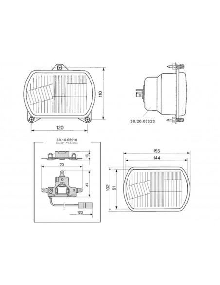 ÓPTICA DELANTERA - 144 x 91 mm