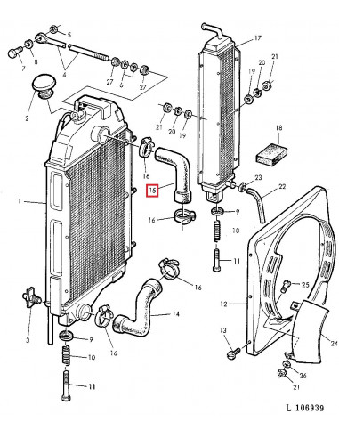 Manguito radiador superior Ø 48 x 52 mm John Deere T28425