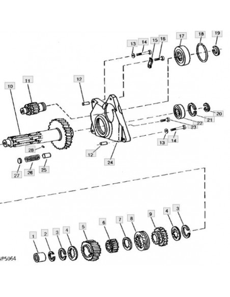 Arandela dentada internamente eje toma de fuerza
