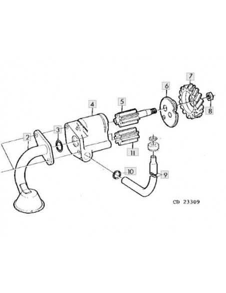 Goma tórica tubo bomba aceite motor