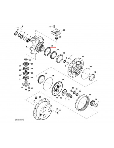 Retén buje toma de fuerza Ø 160 x 196 x 14 mm