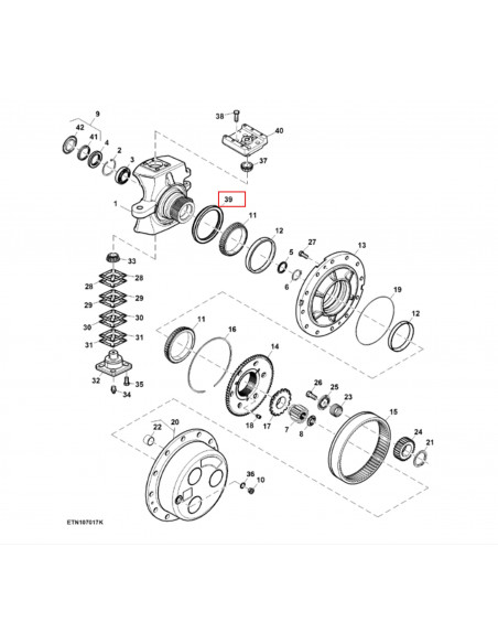 Retén buje toma de fuerza Ø 160 x 196 x 14 mm