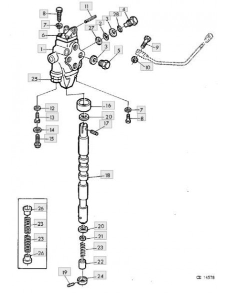 Goma tórica carrete distribuidor