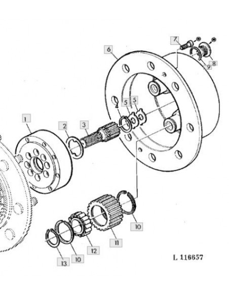 Rodamiento rodillo piñón satálite cubo reductor