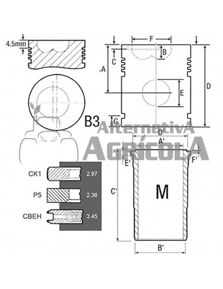 Equipo Motor Pistón Ø 106,50 mm y bulón Ø 35 mm