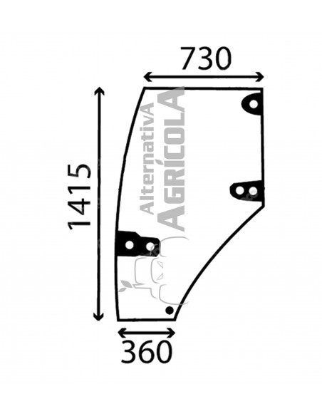 Cristal Puerta Izquierda Tractores Case IH Series CX y Maxxum MX, Tractores Mc Cormick Series CX, MC, MTX y ZTX