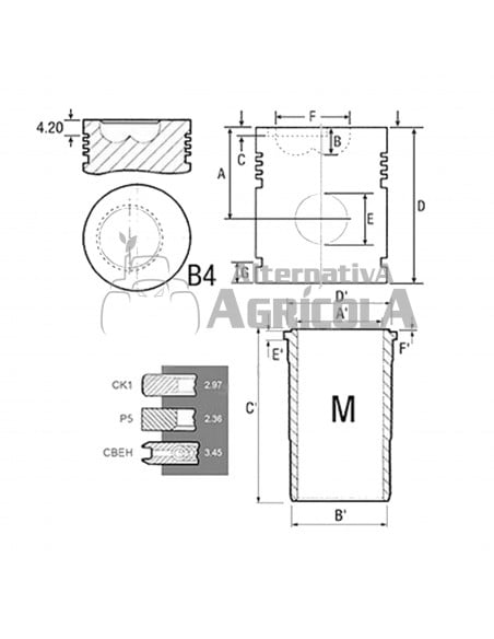 Equipo de Motor Pistón Ø 106,50 mm con Bulón de Ø 41,27 mm AR89966