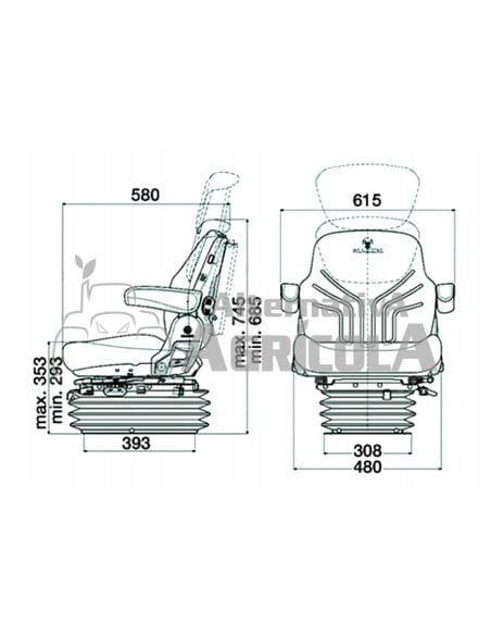 Asiento Grammer Máximo Black Edition neumático compresor 12v MSG 95G/721 - Tela
