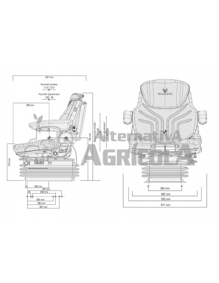 Asiento Grammer para Tractores Máximo Professional MSG 95 AL/731 - Tela