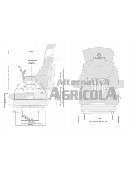 Asiento Grammer para Tractores Primo Professional M MSG 75GL/521 - Tela