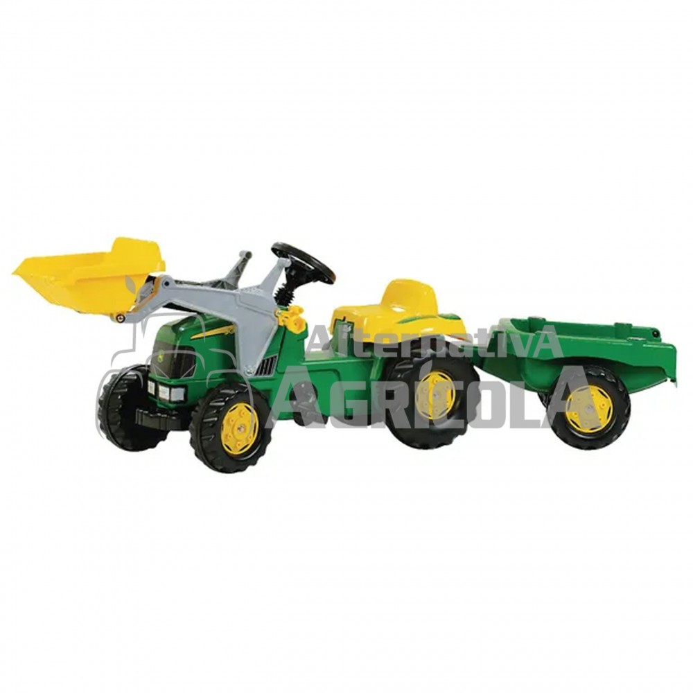 Tractor juquete de pedales JOHN DEERE con pala y remolque marca Rolly Toys