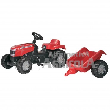 Tractor juquete de pedales NEW HOLLAND T 7040 con pala y remolque marca Rolly Toys