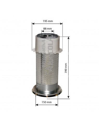 Filtro de Aire Motor Exterior Ø 215 x 395 mm para tractor Same 0.009.4108.0