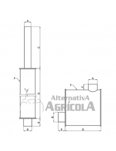 Silencioso de escape para tractres Deutz, Hurlimann, Lamborghini y Same