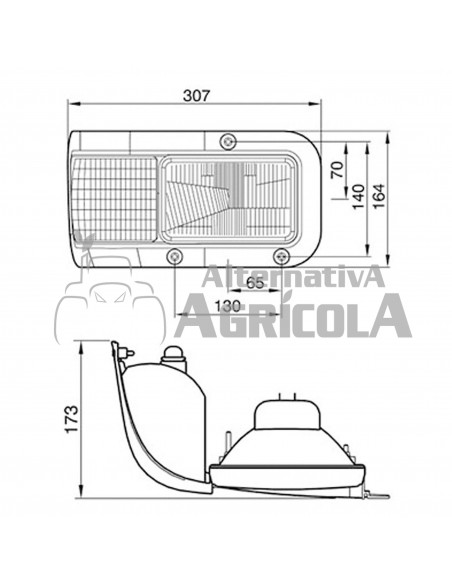 Piloto Delantero Derecho Tractores New Holland Serie TM - 307 x 164 mm