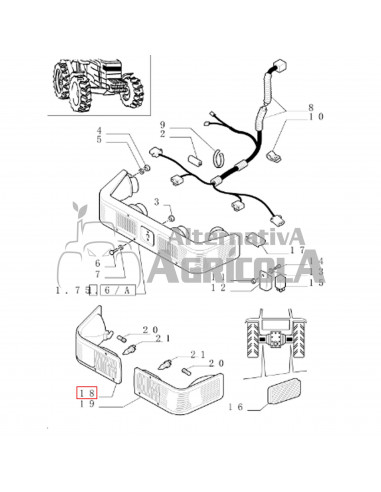Piloto Delantero Derecho Tractores New Holland Serie TM - 307 x 164 mm