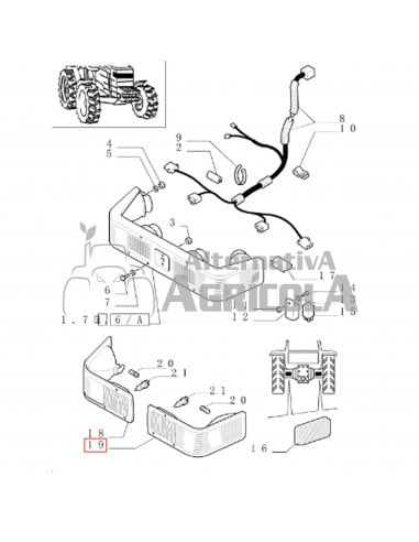 Piloto Delantero Izquierdo Tractores New Holland Serie TM - 307 x 164 mm